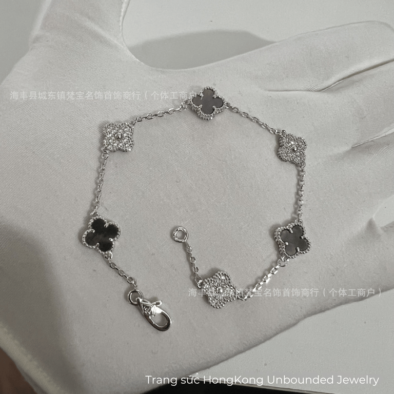 Lắc tay Van Cleef mini 9mm - Xám xà cừ
