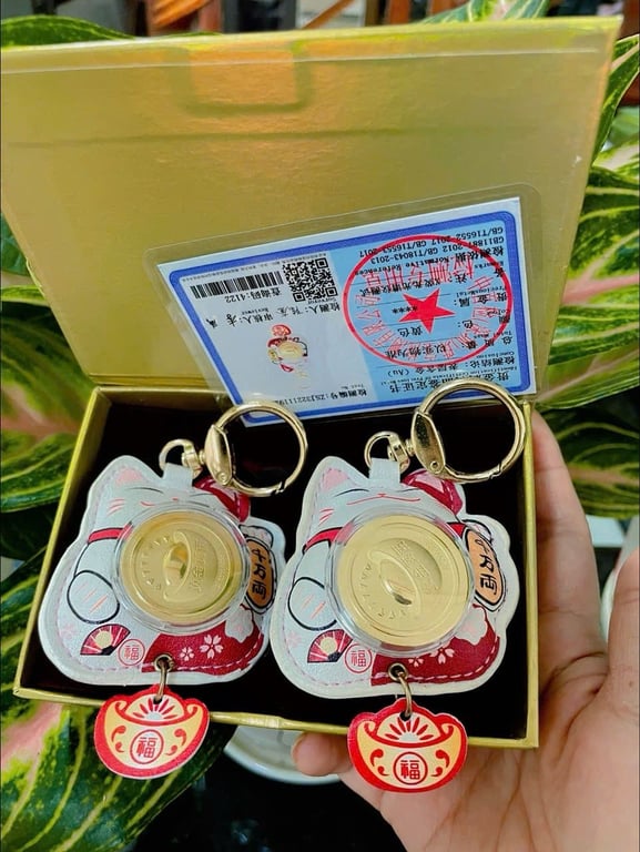 móc khóa Mèo Thần Tài may mắn FULLBOX