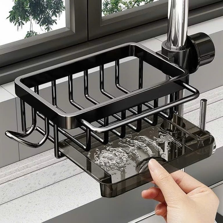 KỆ INOX ĐỰNG GIẺ RỬA BÁT KÈM KHAY HỨNG NƯỚC