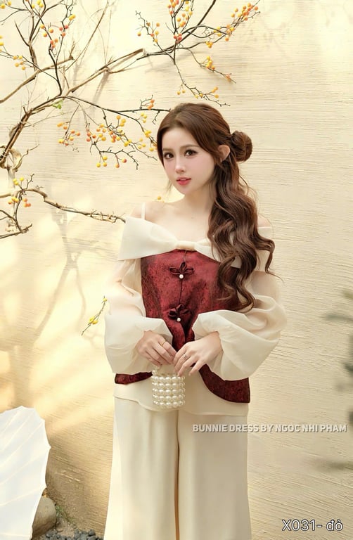 X031- set yếm tơ gấm 2 màu