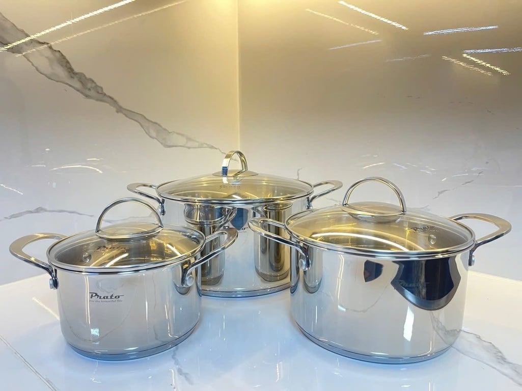 BỘ NỒI 3 MÓN 5 ĐÁY INOX 304 PRATO GOLDEN PRO