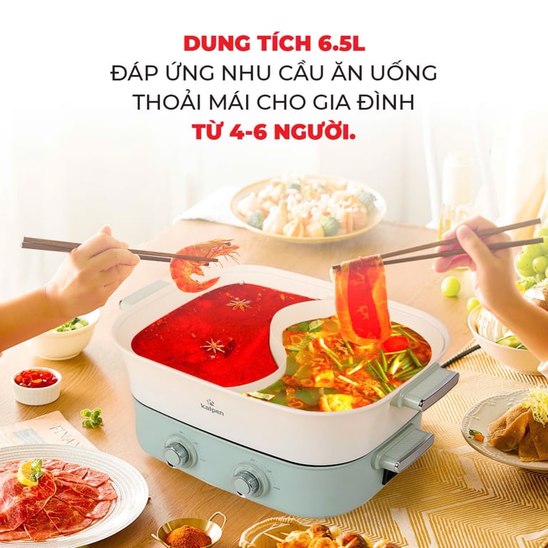 BẾP LẨU - NƯỚNG 2 NGĂN ĐA NĂNG KALPEN 6.5L PP66