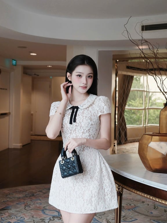 Chouchou - váy ren nơ đen - sz M