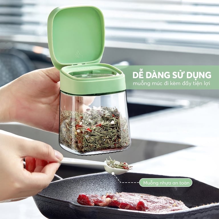 🍋 Lọ đựng gia vị Elmich kèm giá inox và thìa siêu tiện lợi