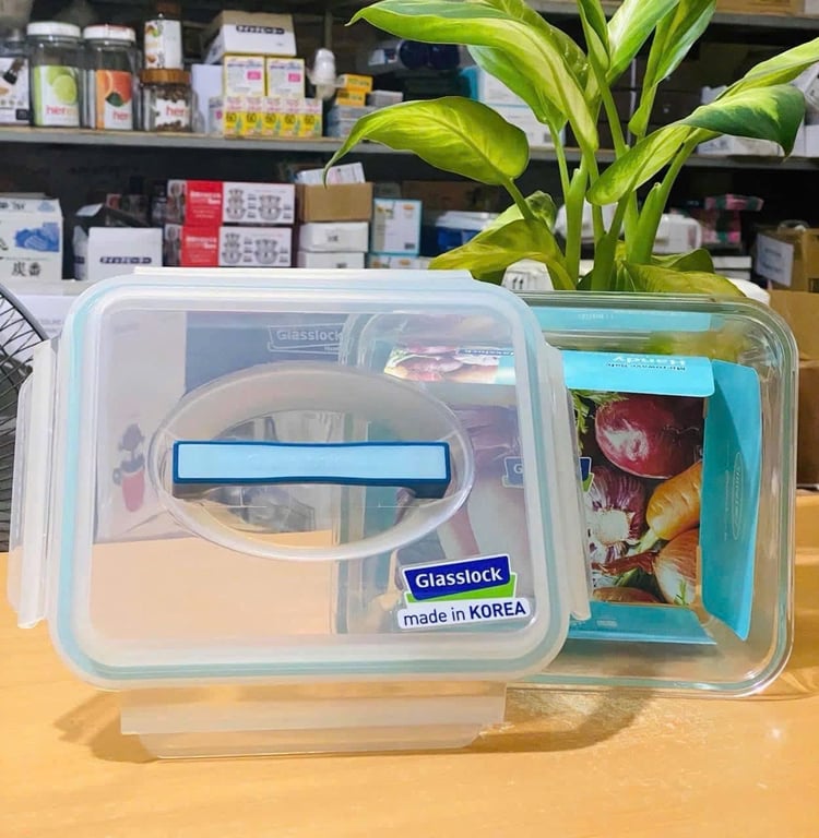 HỘP THỦY TINH CÓ TAY CẦM GLASSLOCK 3700ml MHRB370 của Hàn Quốc dung tích lớn