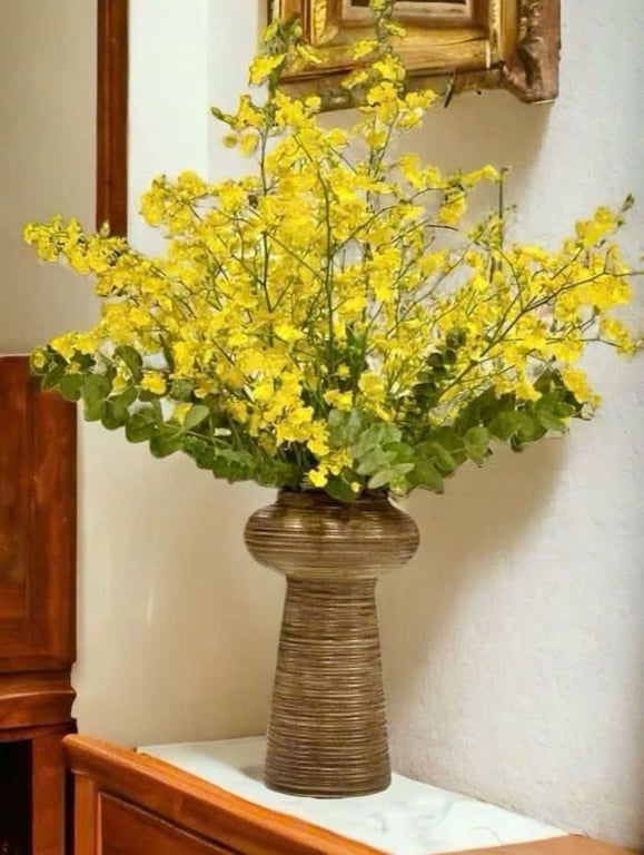 Bình hoa Bát Tràng miệng phình cao 31cm