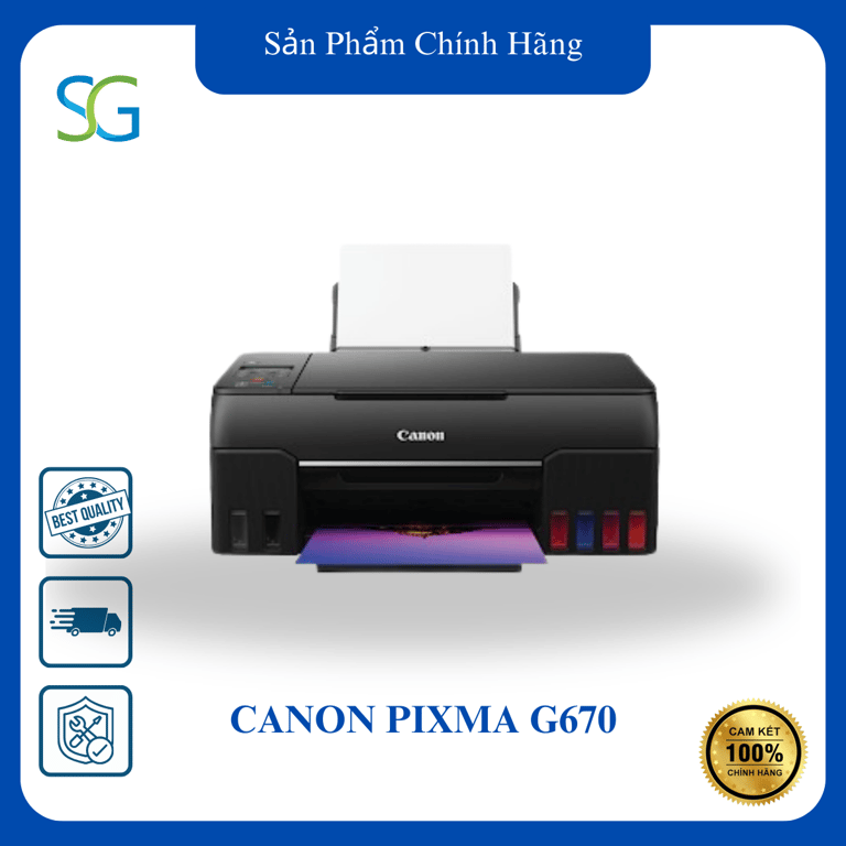 Máy In Phun MàuCanon PIXMA G670 (In, Scan, Copy/ Wifi/ 6 màu) - Hàng Chính Hãng