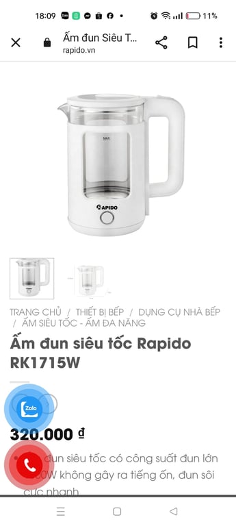 Ấm đun siêu tốc Rapido RK1715W Rapido