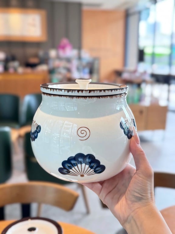 Hũ sứ đựng mỡ - đựng gia vị 1200ml