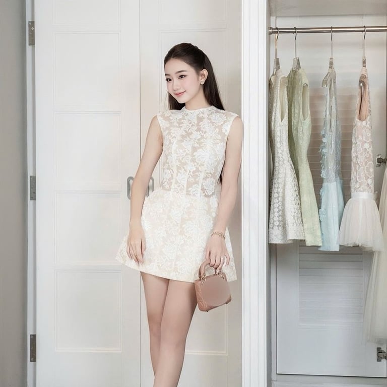 Đầm ren ngắn