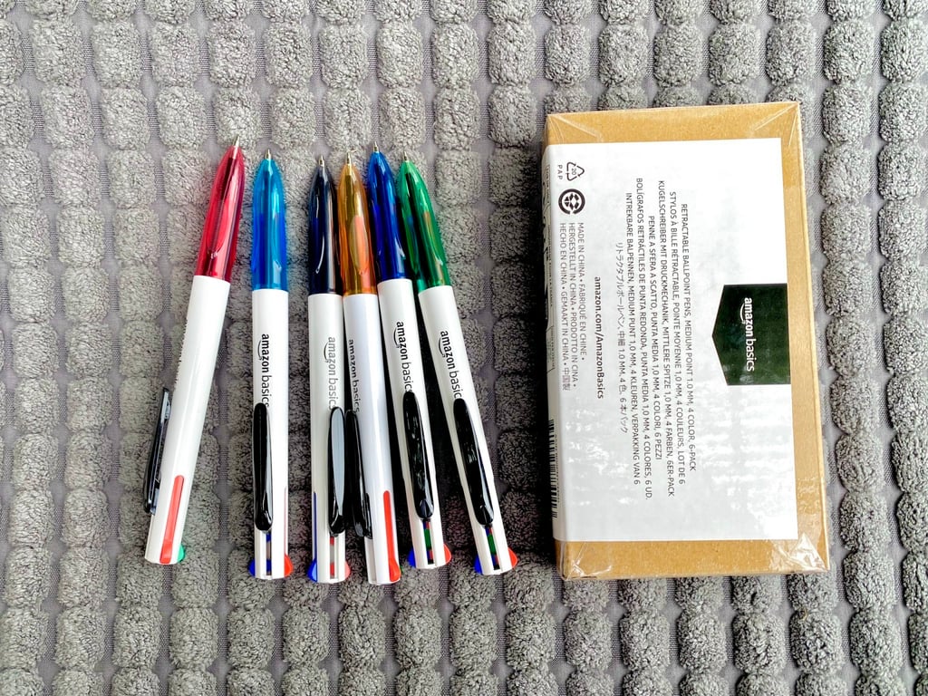 Hộp 6 chiếc bút bi 4 màu trong 1 Amazon Basics