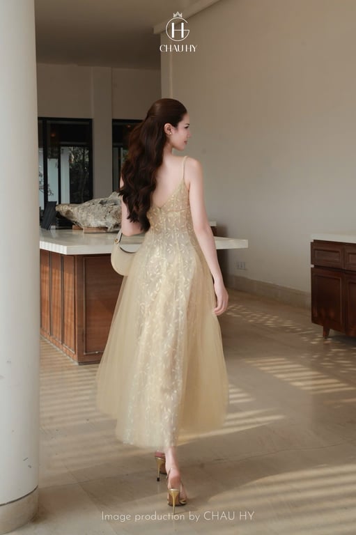 Đầm voan lá dài ( size s )