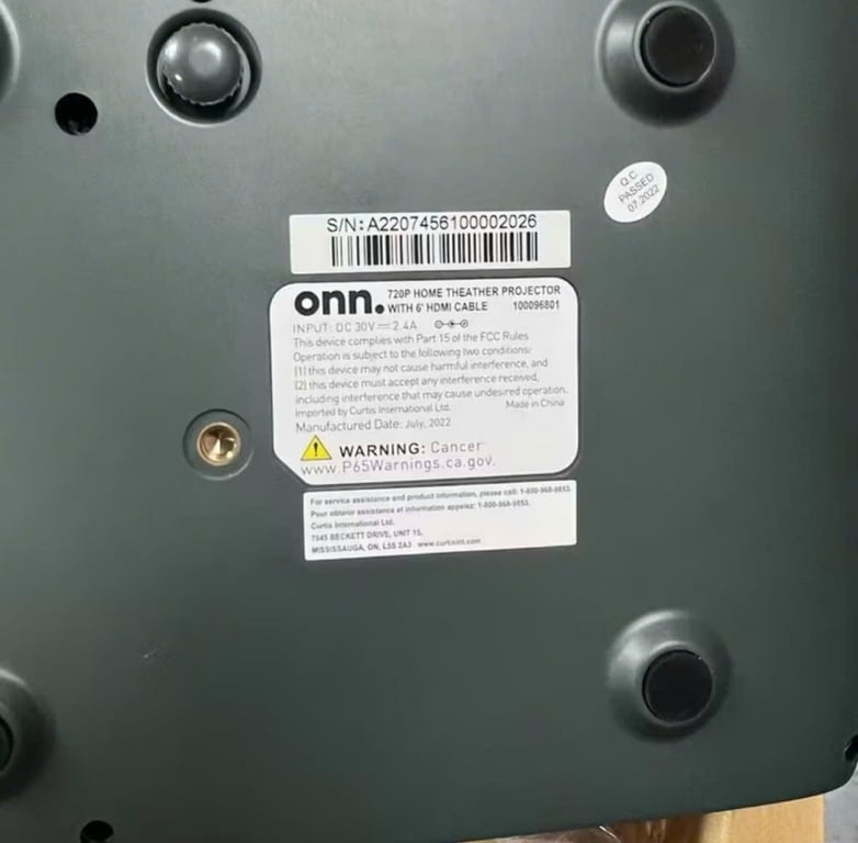 Máy chiếu hãng Onn (Walmart Mỹ ), chiếu tối đa 210 inch, độ phân giải 720p