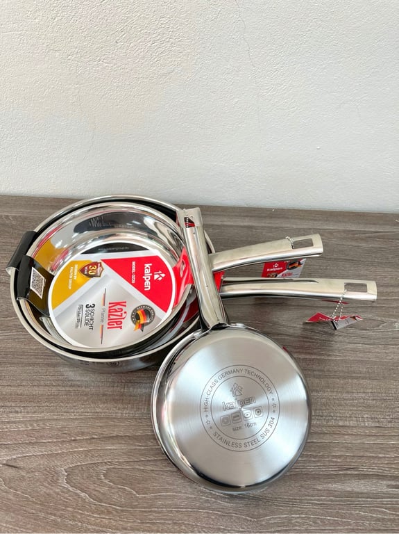 CHẢO INOX 3 LỚP LIỀN KHỐI KALPEN KAZLER 16 20 24CM