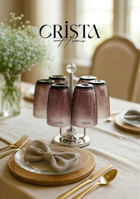 BỘ 6 CỐC THỦY TINH VÂN LƯỚI DẬP NỔI CRISTA 420ML