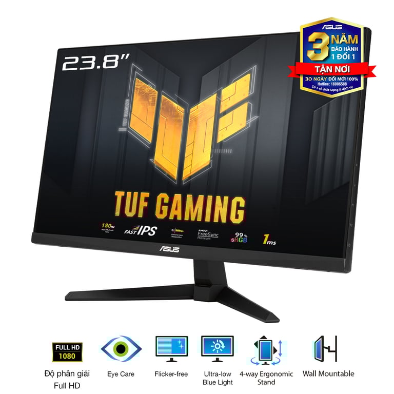 Màn Hình Gaming ASUS TUF VG249Q3A (23.8 inch/ FHD/ Fast IPS/ 180Hz/ 1ms/ ELMBSync/ GSync/ FreeSync)