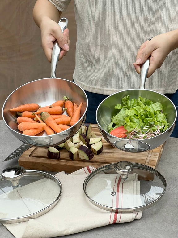 CHẢO ĐÚC INOX NGUYÊN KHỐI 3 LỚP KAIYO (16-18-20cm)