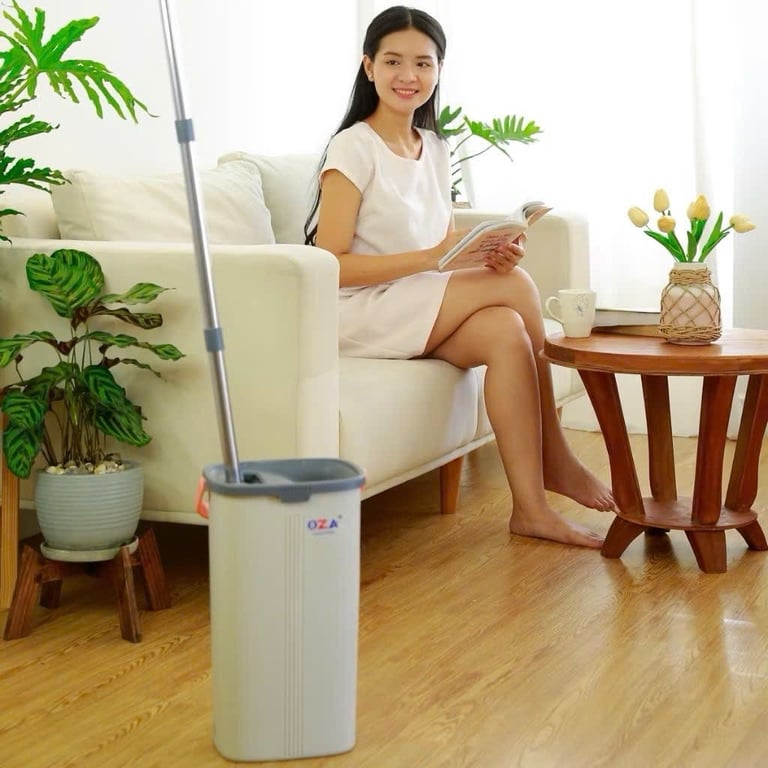 BỘ LAU NHÀ OZA 2 NGĂN TỰ VẮT – MÃ OZA108 (KÈM 2 BÔNG LAU)