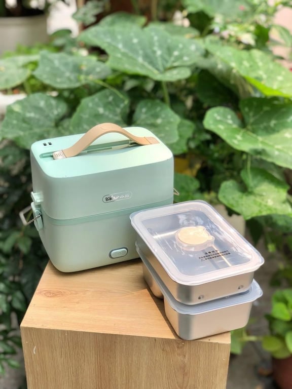 Hộp cơm điện Bear inox 304 cao cấp 2 tầng 3 ngăn DFH-B12E1