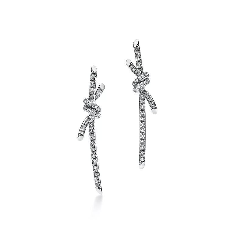 Tiffany Knot Drop Earrings full Diamond