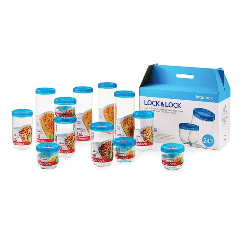 Bộ 12 Hộp Bảo Quản Lock&Lock Interlock INL302S12 - Màu Trắng