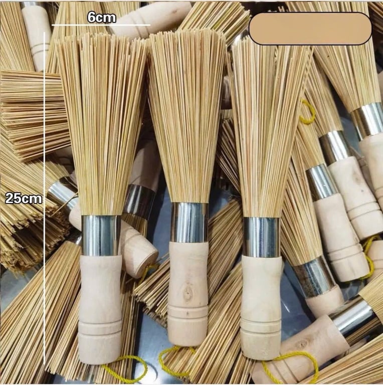 Chổi cọ nồi cọ chảo cán gỗ chổi tre cọ