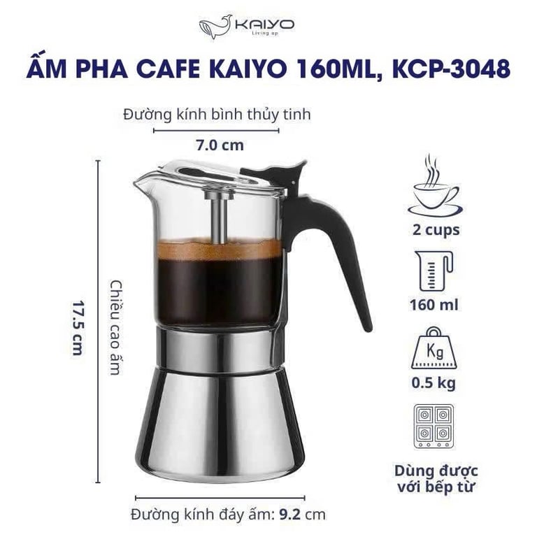 ẤM PHA CÀ PHÊ KAIYO (MOKA POT)