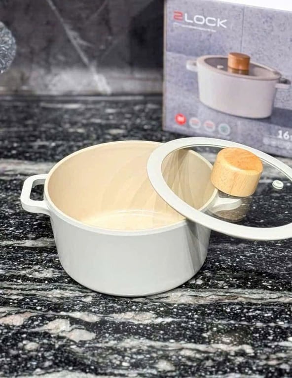 Nồi Chống Dính Đáy Từ 16cm FIKA NEOFLAM Hàn Quốc Nhôm Đúc Phủ Gốm (Màu Trắng Ngà)