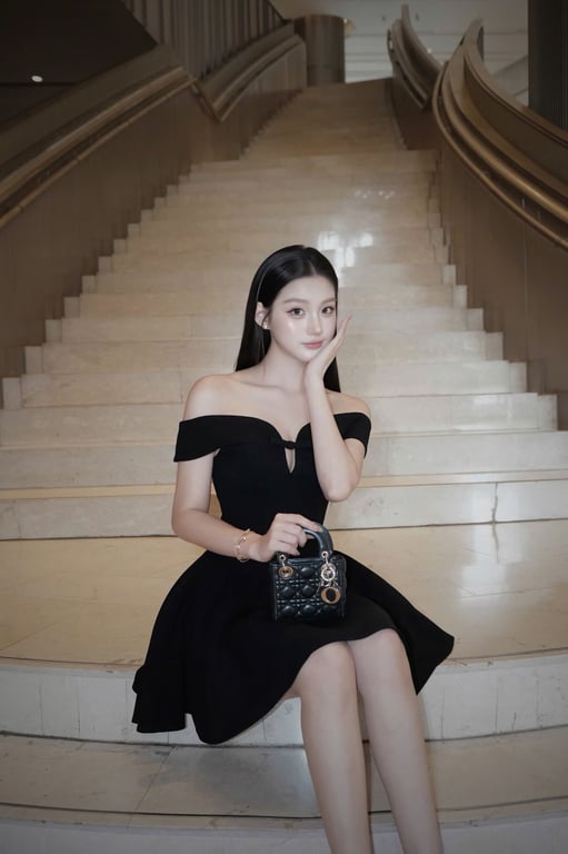 Đầm trễ vai nơ nhỏ brand Chou Chou