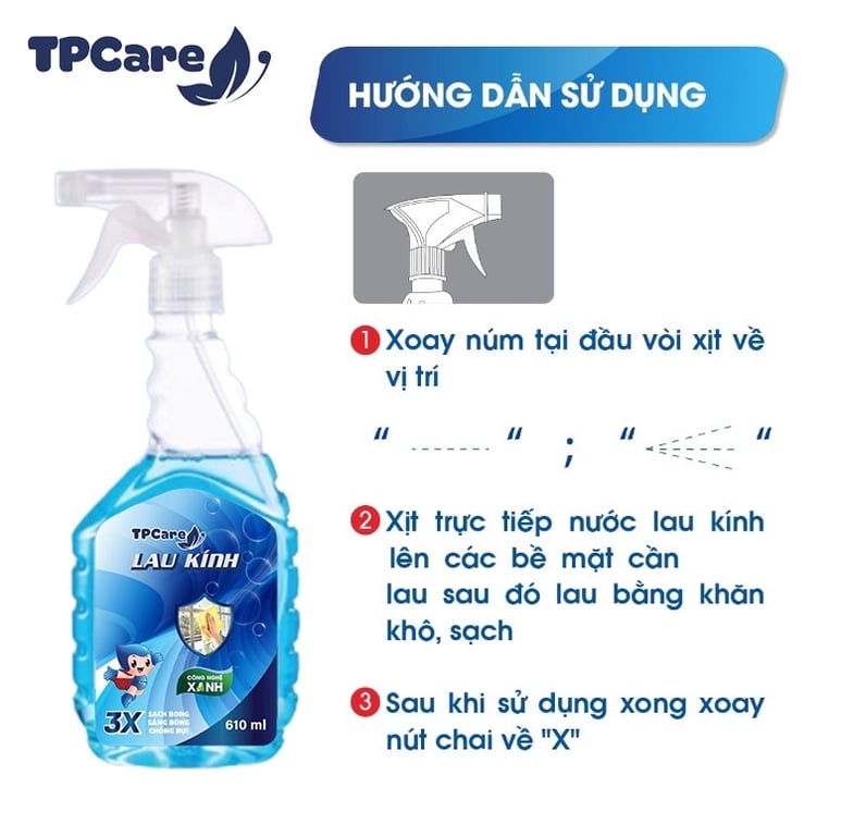 Nước lau kính TPcare 610ml