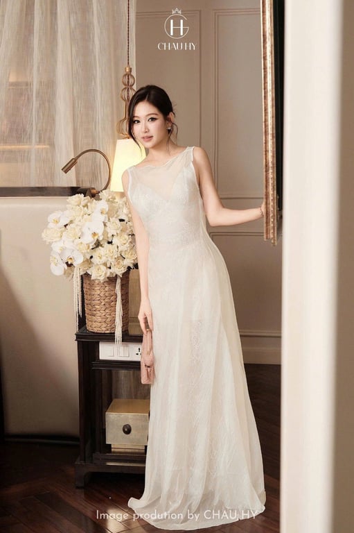 Set ren 2 dây mix áo tơ brand Châu Hy