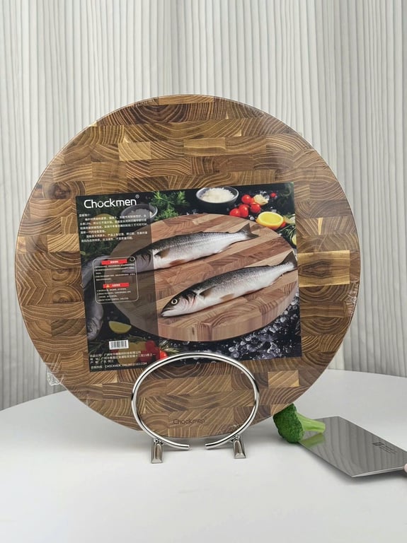 Thớt gỗ Teak dáng tròn Chockmen