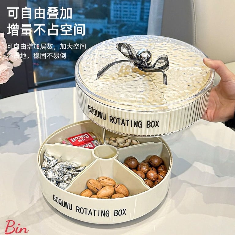 Khay Đựng Bánh Kẹo Xoay 360 độ Tết 2025
