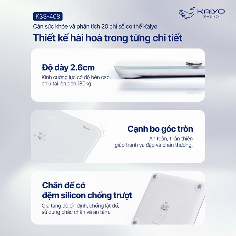 Cân sức khỏe và phân tích 20 chỉ số cơ thể Kaiyo (KSS-408)