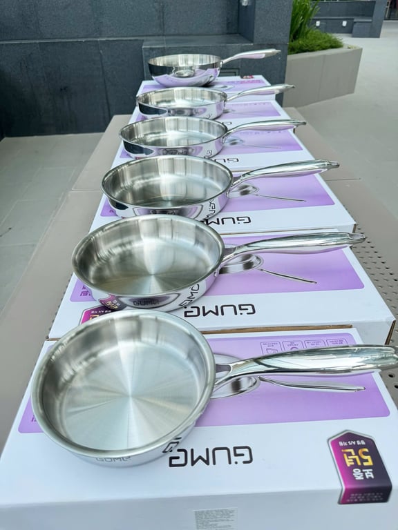 CHẢO INOX 18/10 NGUYÊN KHỐI GUME SIZE 18CM/20CM/24CM/26CM