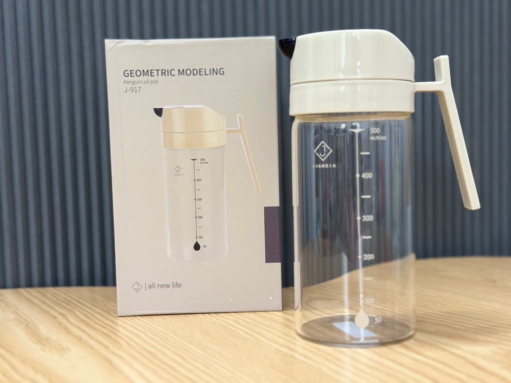 Bình đựng dầu ăn thuỷ tinh thông minh nắp tự đóng mở 500ml