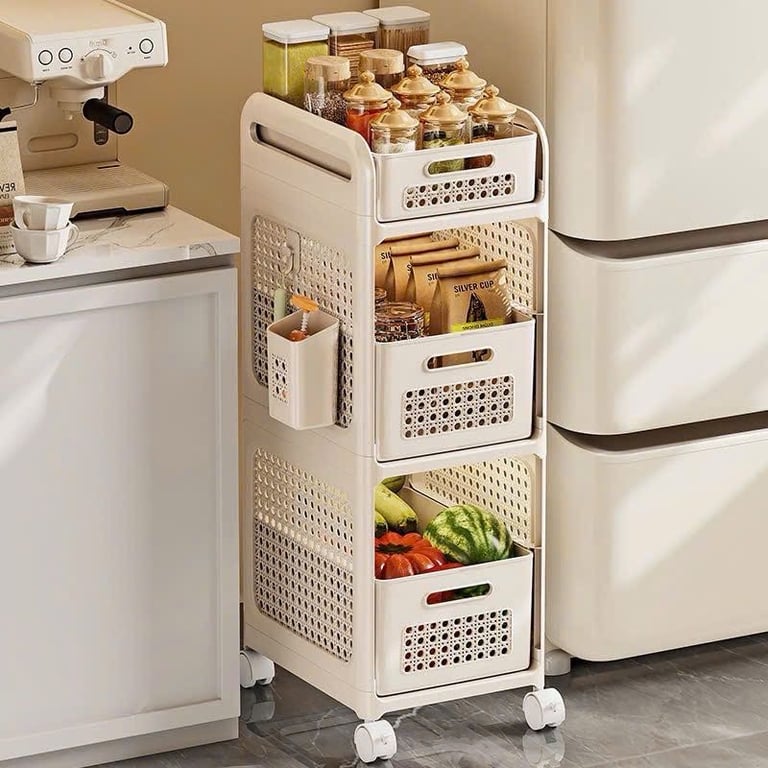 MK36 - Kệ đựng đồ bằng nhựa PP cao cấp 3 tầng có bánh xe GHA51