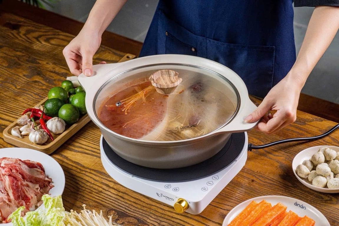 Nồi lẩu nhôm đúc 2 ngăn 26cm Kaiyo