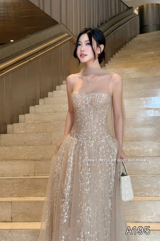 A195- váy lưới kim da 2 màu