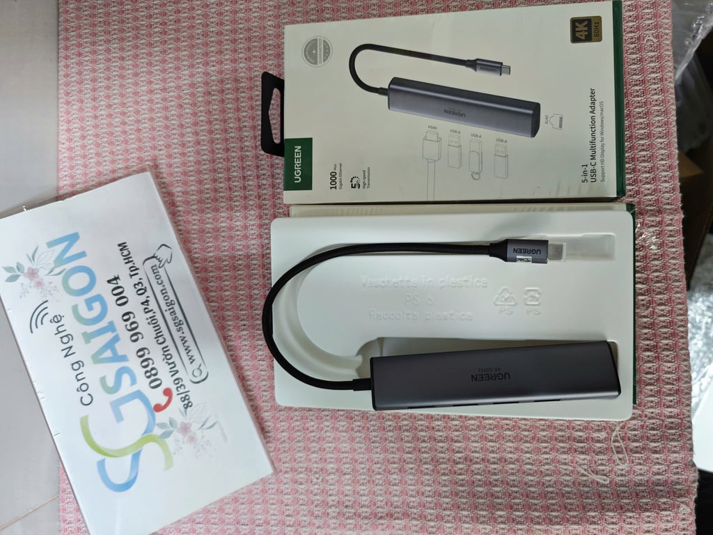 Bộ Chuyển Đổi Type C Sang 3 × USB3.0 + HDMI + RJ45 Ugreen 20934