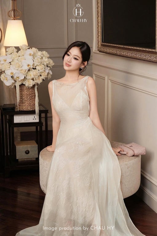 Set ren 2 dây mix áo tơ brand Châu Hy