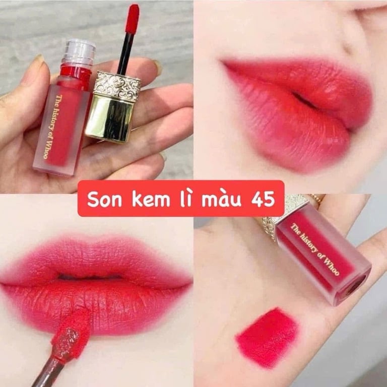 Set son Whoo hoàng cung gồm có 2 cây son và box da đựng son hình trái tim màu đỏ mới coong