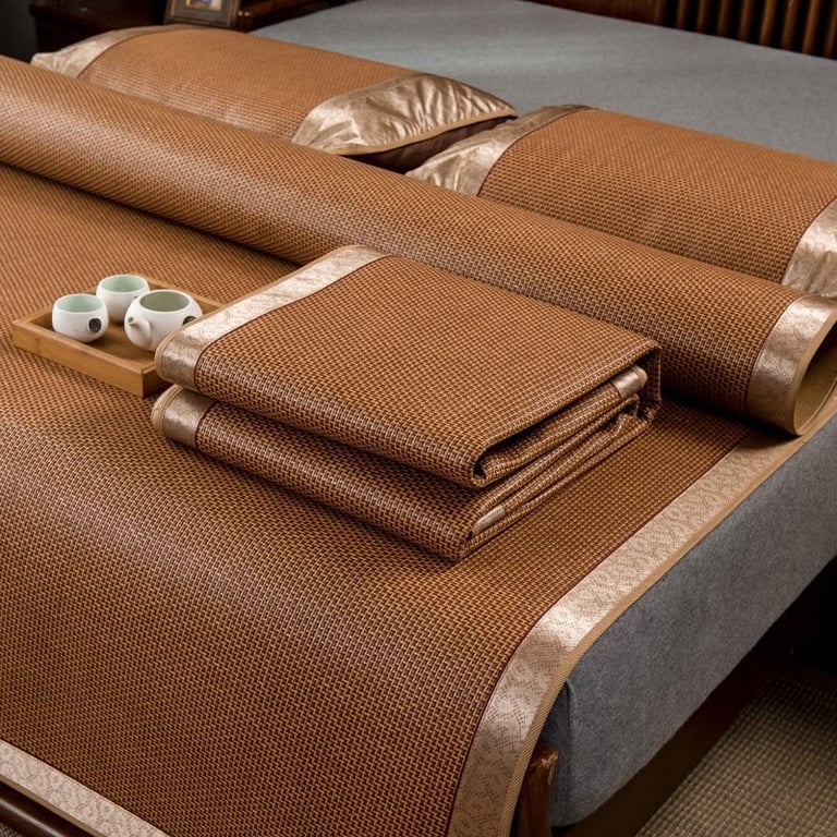 SET THẢM/CHIẾU MÂY ĐIỀU HÒA+KÈM 2 VỎ GỐI