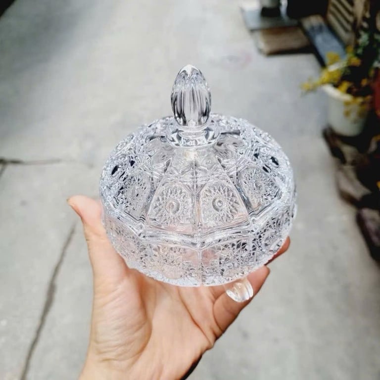 Set 3 Thố Mứt Thuỷ Tinh Pha Lê Có Nắp Cao Cấp❤️