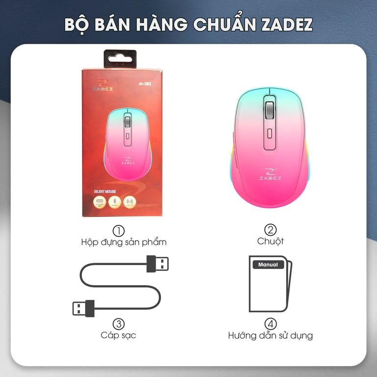 Chuột Không Dây Zadez M-382ZC Màu Cam Đào