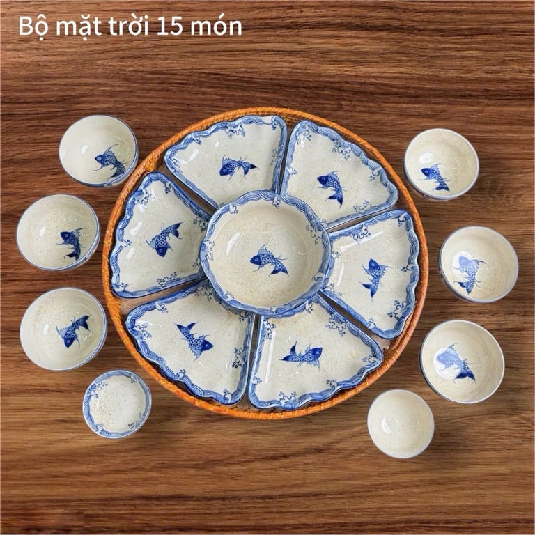 BỘ BÁT ĐĨA HOA MẶT TRỜI 15 món