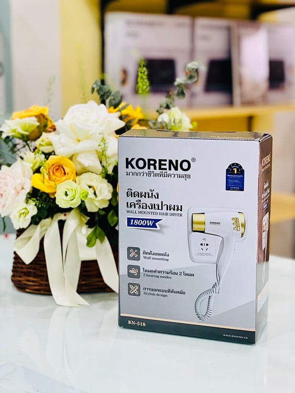 Máy Sấy Tóc Treo Tường KORENO KN-518, công suất 1800W
