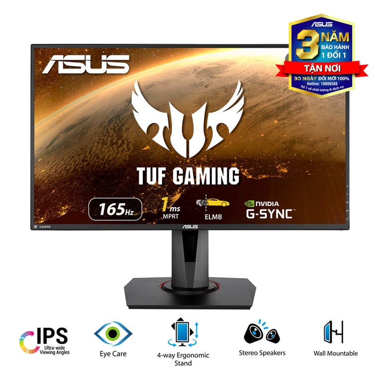 Màn Hình Máy Tính ASUS 27" VG279QR (1920 x 1080/IPS/165Hz/G-Sync compatible)