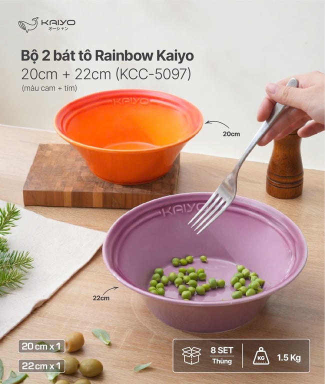 Set 2 bát tô gốm sứ cầu vồng Kaiyo 🌈🌈 Size 20 + 22cm
