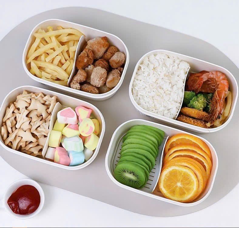 Set 4 Hộp đựng thực phẩm 2 lớp, chia 2 ngăn NAKAYA❤️